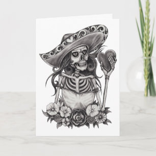 Sketch Skeleton Love Heart Card
