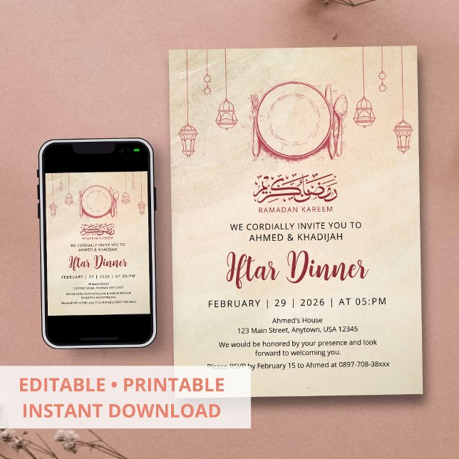 Sketch Style Ramadan Iftar Dinner Invitation (Creator Uploaded)