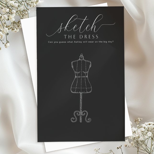 Sketch the Dress Bridal Shower Game – Black (Bridal Shower Keepsake Activity)