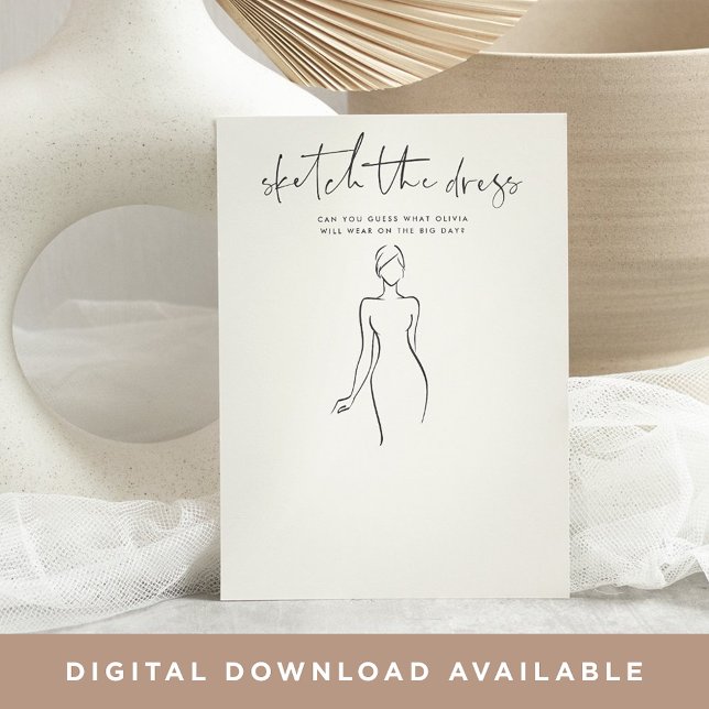 Sketch the Dress Printable Bridal Shower Game Card (Creator Uploaded)