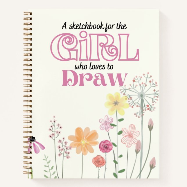 Sketchbook Art Notebook Drawing Floral Cream  (Front)