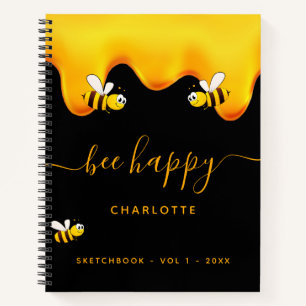 Sketchbook black bee happy bumble bees sweet honey notebook