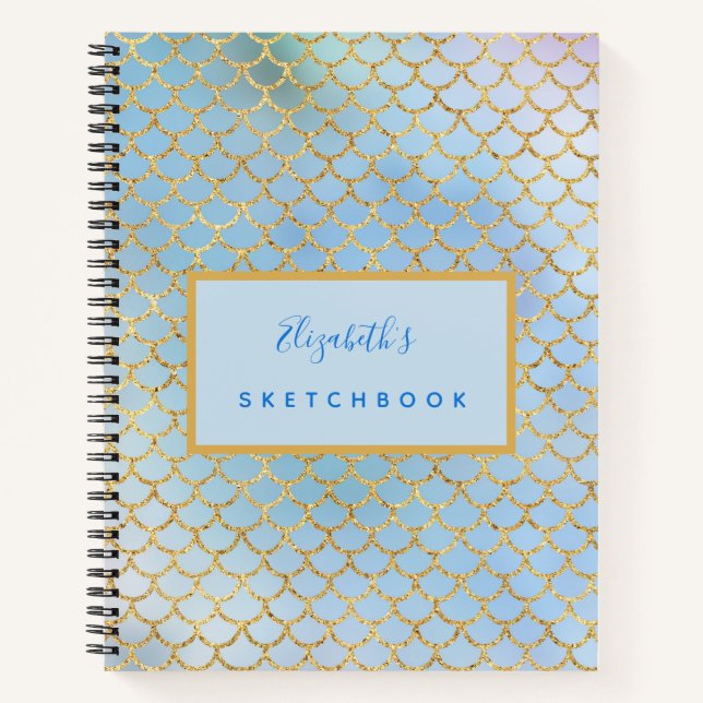 Sketchbook blue mermaid scales name drawings notebook (Front)