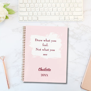 Sketchbook blush pink inspirational quote notebook