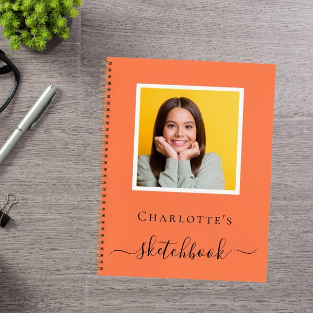Sketchbook coral orange photo typography notebook (Creator Uploaded)