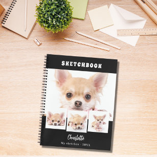 Sketchbook dog pet black white photo collage notebook