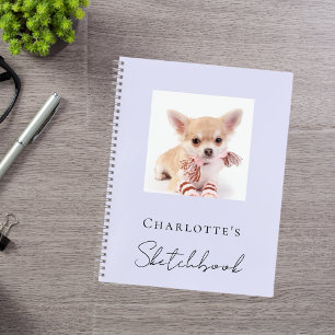 Sketchbook dog pet photo lavender violet notebook