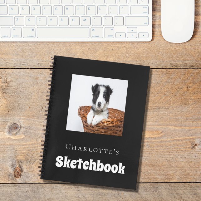 Sketchbook dog pet photo script black white notebook (Creator Uploaded)
