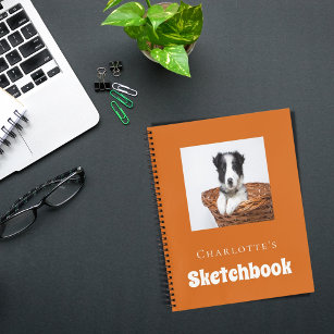 Sketchbook dog pet photo script burnt orange notebook