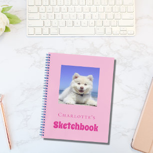 Sketchbook dog pet photo script pink girl notebook
