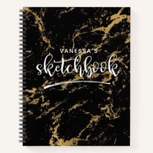 Sketchbook Elegant Black Marble Notebook