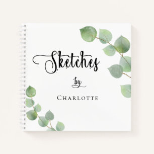 Sketchbook eucalyptus greenery script notebook