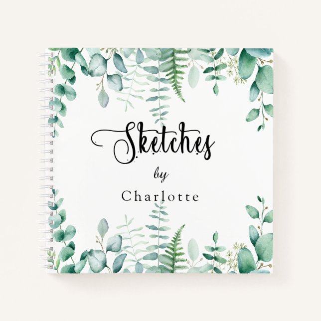 Sketchbook eucalyptus greenery woodland ferns notebook (Front)