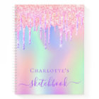 Sketchbook glitter drips holographic unicorn pink