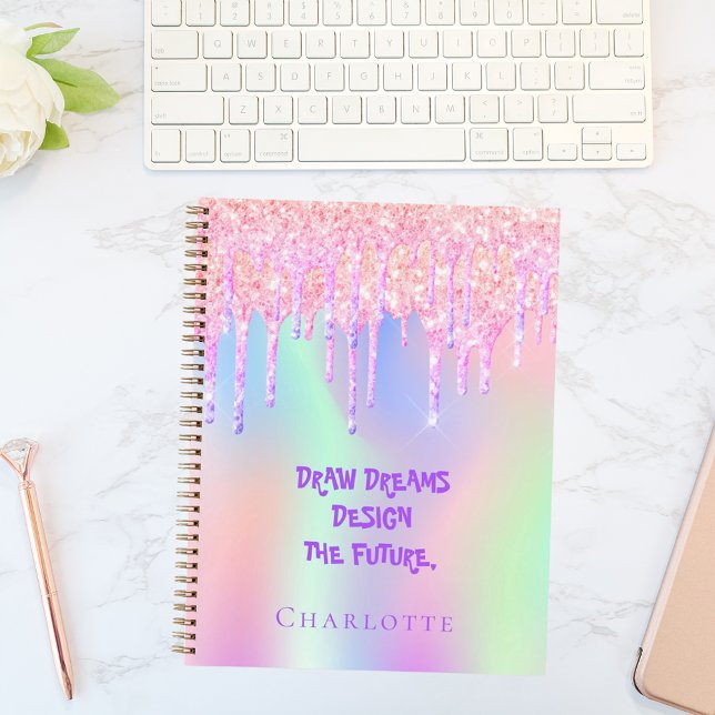 Sketchbook holographic pink inspirational quote notebook (Creator Uploaded)