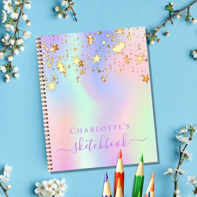 Sketchbook holographic unicorn pink rainbow gold notebook (Creator Uploaded)