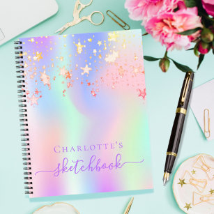 Sketchbook holographic unicorn pink rainbow notebook