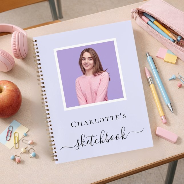 Sketchbook lavender violet photo typography notebook (Creator Uploaded)