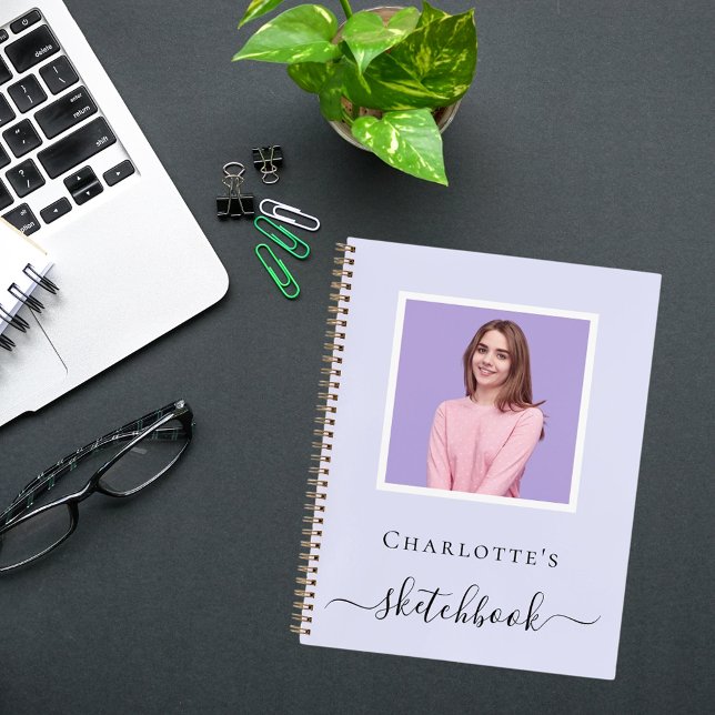 Sketchbook lavender violet photo typography notebook (Creator Uploaded)