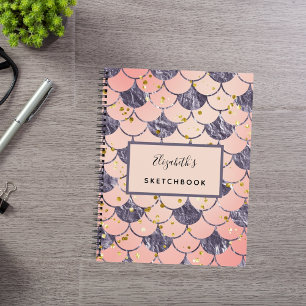 Sketchbook mermaid scales pink purple notebook