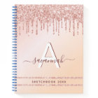 Sketchbook monogram rose gold pink glitter modern