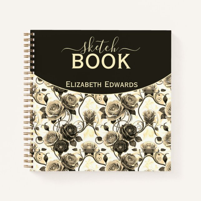 Sketchbook Night Elegance Coal and Beige Notebook (Front)