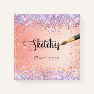 Sketchbook orange rose gold lavender paint notebook