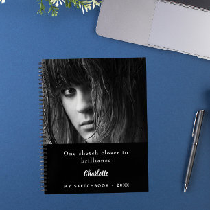 Sketchbook photo black white inspirational quote notebook