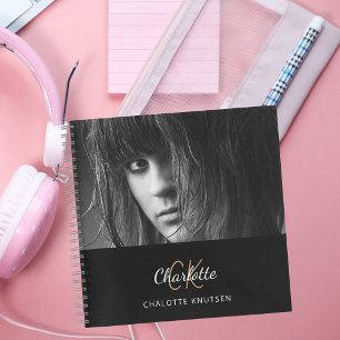 Sketchbook photo black white monogram notebook