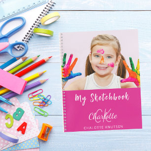 Sketchbook photo hot pink monogram notebook