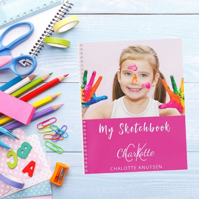 Sketchbook photo hot pink monogram notebook (Creator Uploaded)