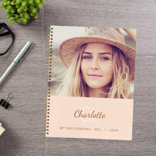 Sketchbook photo peach monogram notebook