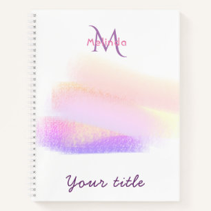 Sketchbook purple golden brush strokes name notebook
