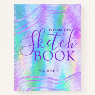 Sketchbook Purple Iridescent Holographic Name Notebook