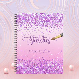Sketchbook purple pink confetti name paint notebook