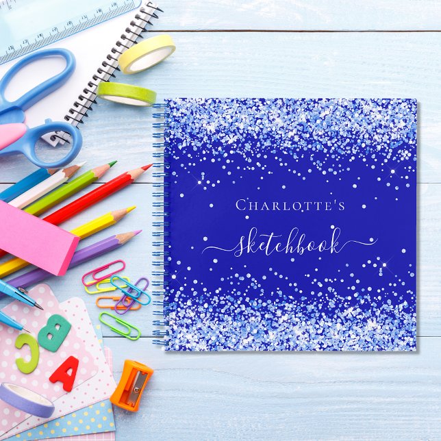 Sketchbook royal blue glitter name script notebook (Creator Uploaded)
