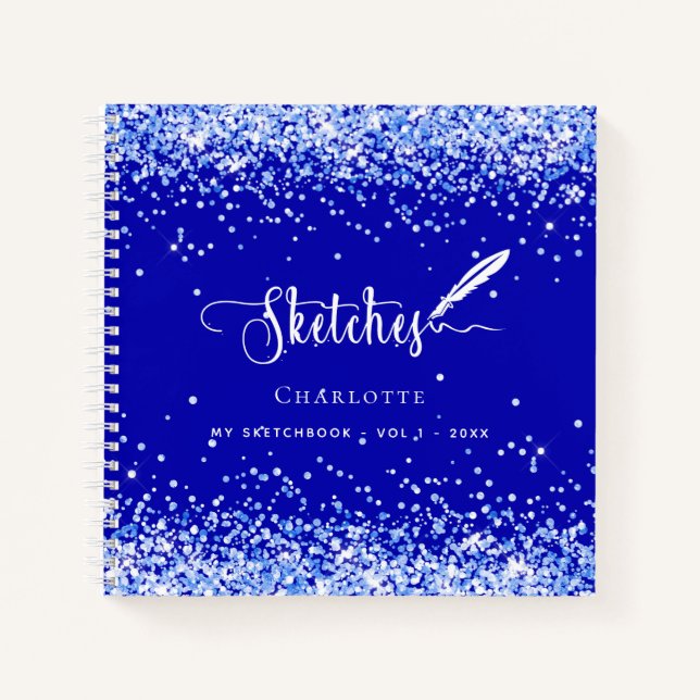 Sketchbook royal blue name script notebook (Front)