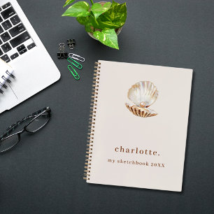 Sketchbook sea shell pearl beige modern notebook