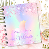 Sketchbook unicorn glitter pink iridescent name