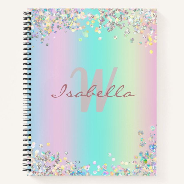 Sketchbook Unicorn Holographic Glitter Notebook (Front)