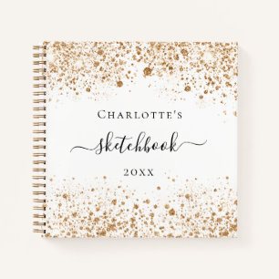 Sketchbook white gold glitter notebook