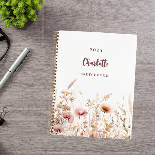 Sketchbook wildflower meadow pink beige notebook