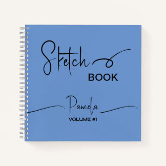 Sketchbook Your Name Script Teal Blue Notebook