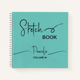 Sketchbook Your Name Script Teal Blue Notebook