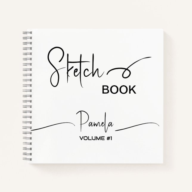 Sketchbook Your Name Script Teal Blue Notebook (Front)