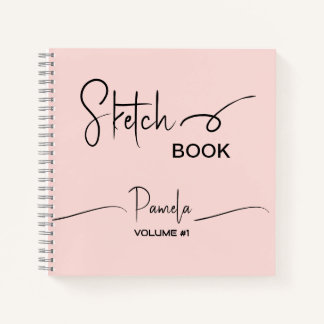 Sketchbook Your Name Script Teal Blue Notebook