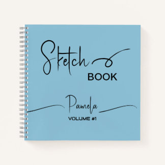 Sketchbook Your Name Script Teal Blue Notebook