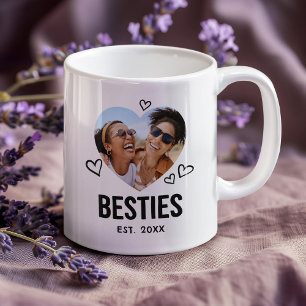 Sketched Besties Heart Photo Coffee Mug