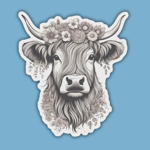 Sketched Bohemian Highland Cow Waterproof