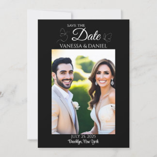 Sketched Butterflies Save The Date Photo Card